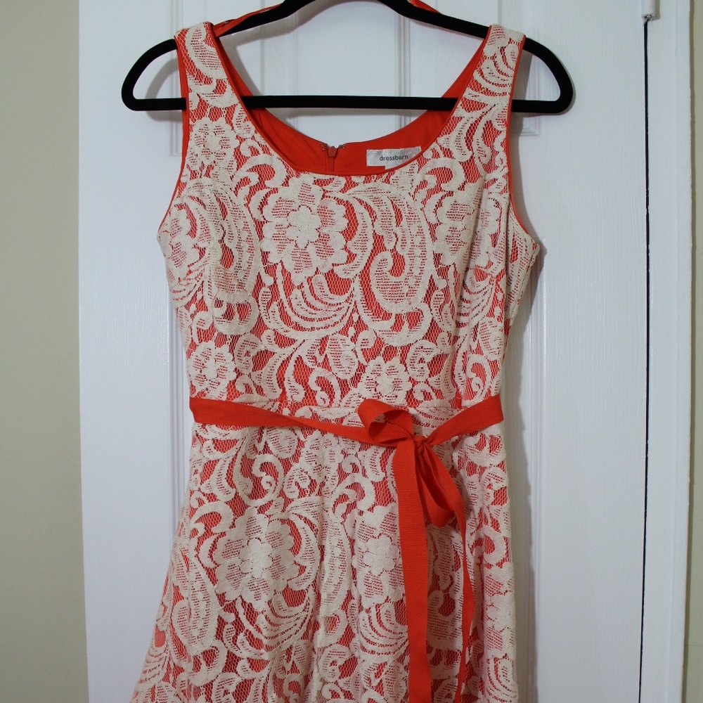 Dress Barn Orange & Cream Lace Dress